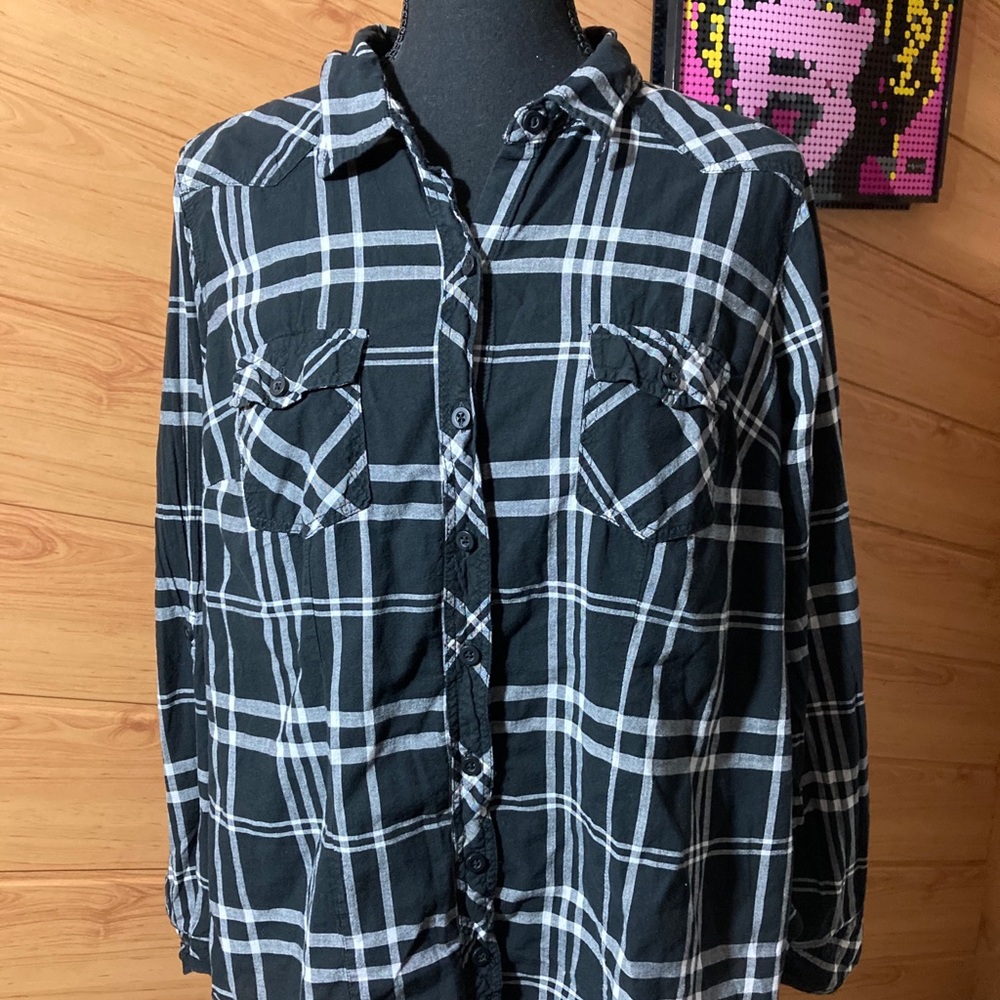 Torrid Black & White Plaid Button Down
